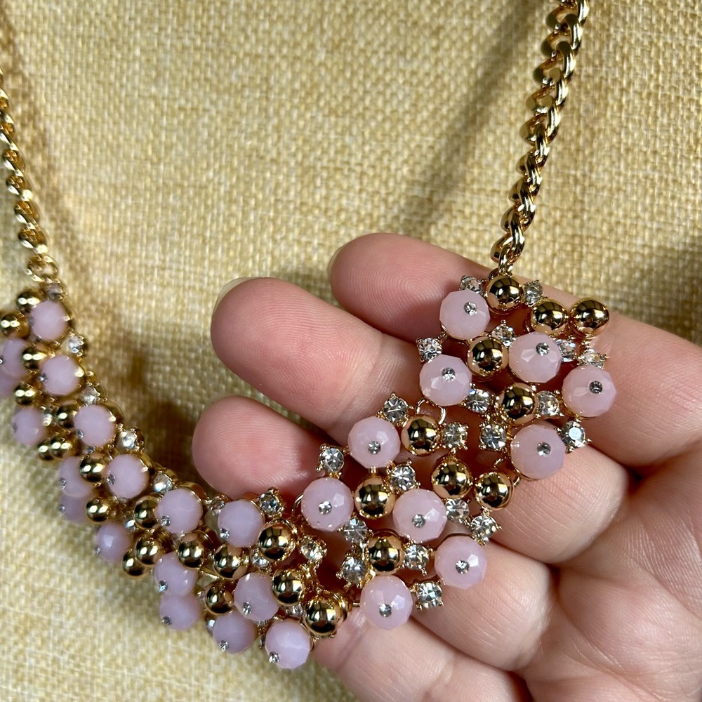 Lilly Pulitzer Gold and Pink rhinestone cluster Necklace